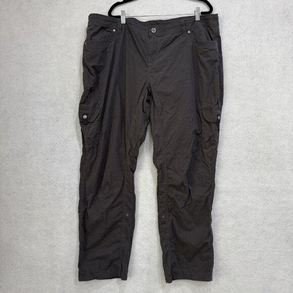 Kuhl Pants Womens 22W Regular Gray Roll Tab Cargo Hiking Outdoor Stretch Nylon - Picture 1 of 16